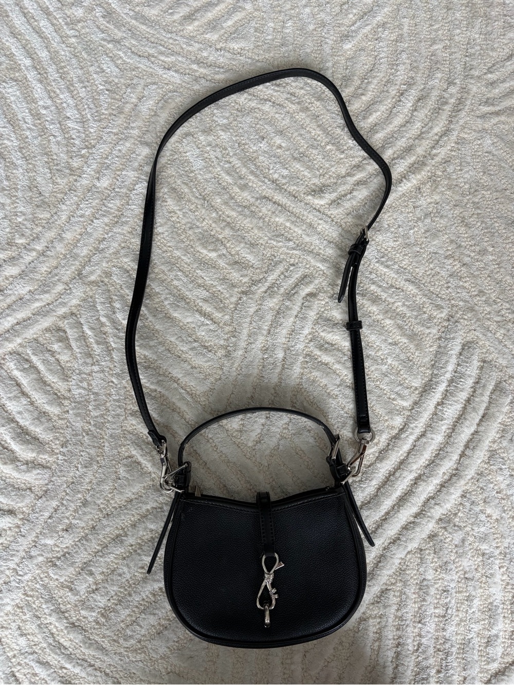 Charles & Keith Thessaly Metallic Accent Bag | Black Top Handle Crossbody Purse - Picture 5 of 10